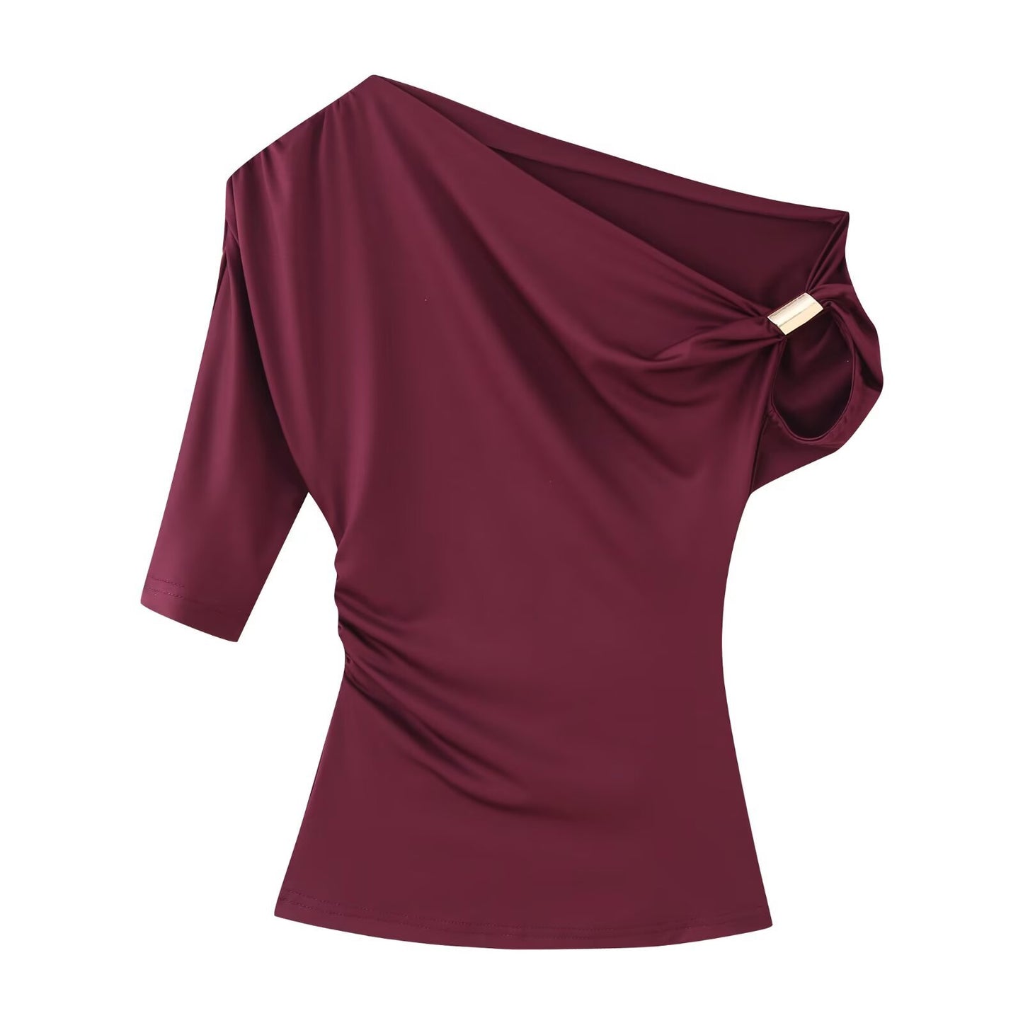 Woman wearing Asymmetric Simple Top in a casual setting