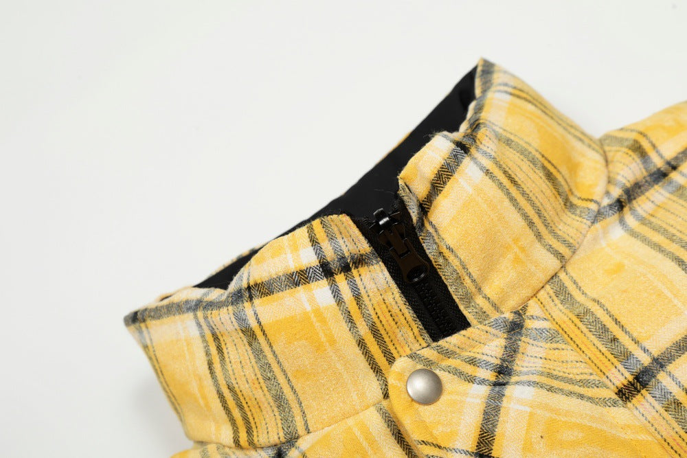 Double Sided Plaid Stand Collar Jacket | Tajstylo