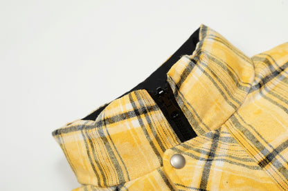 Double Sided Plaid Stand Collar Jacket | Tajstylo