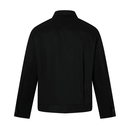 Woman wearing Solid Colour Flip Collar Double Zipper Casual Jacket in a casual urban setting