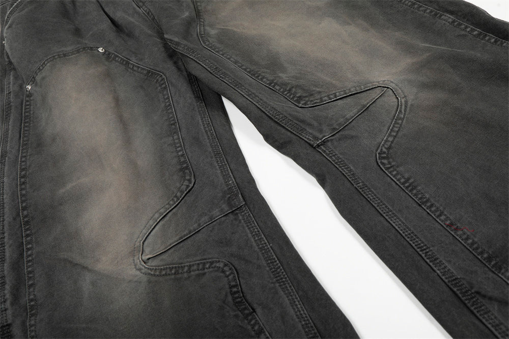 Washed Denim Curved Knife Pants | Tajstylo