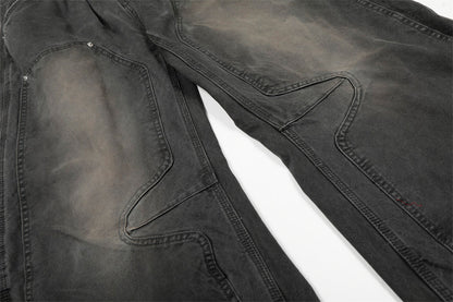 Washed Denim Curved Knife Pants | Tajstylo