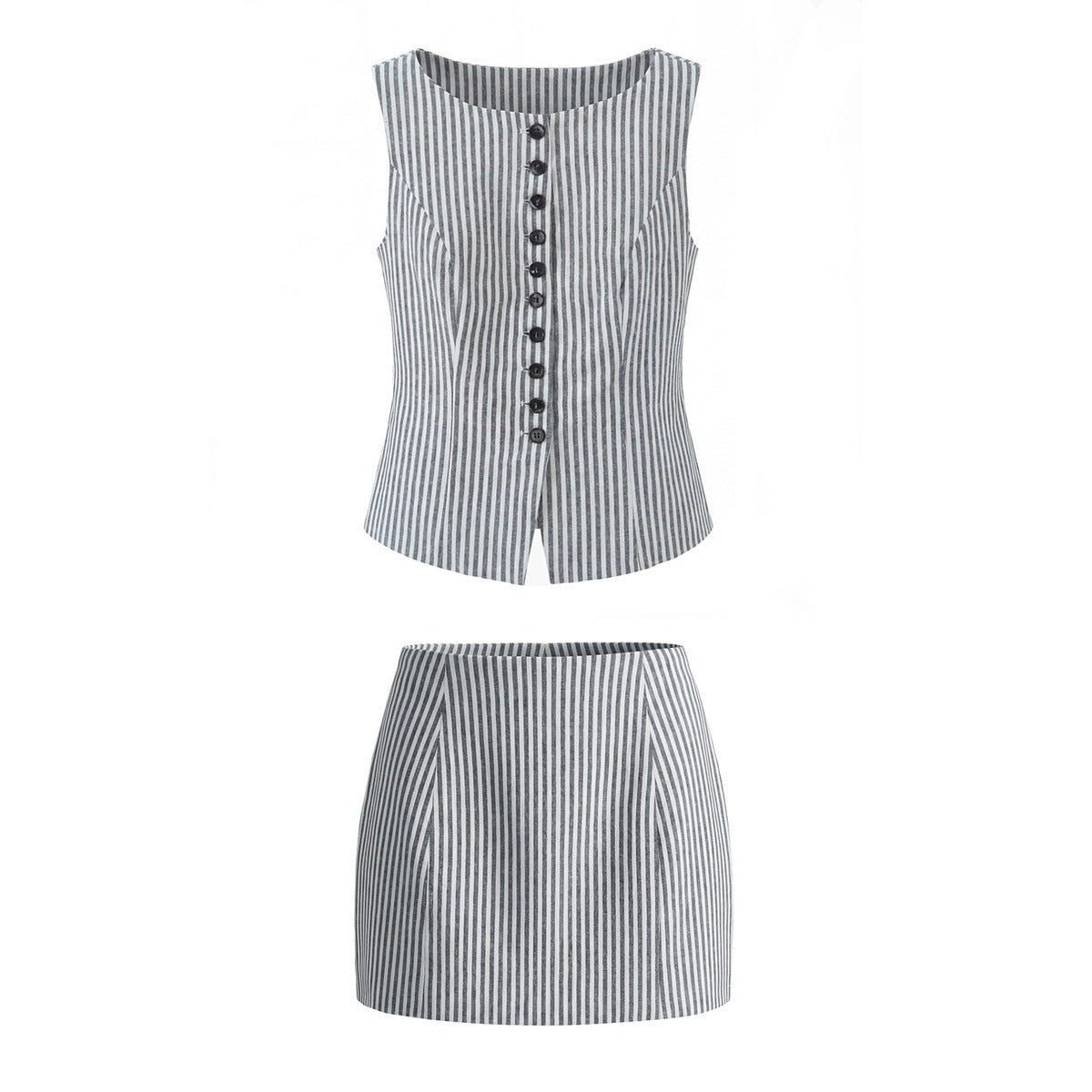 Sleeveless Vest and High Waist Skirt Set | Tajstylo