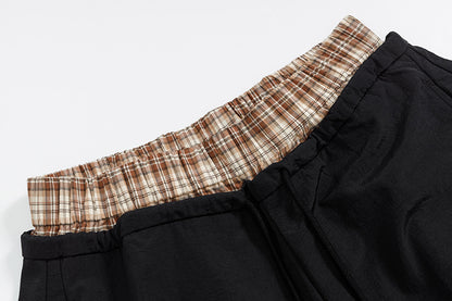 Plaid Patchwork Wide Leg Pants | Tajstylo