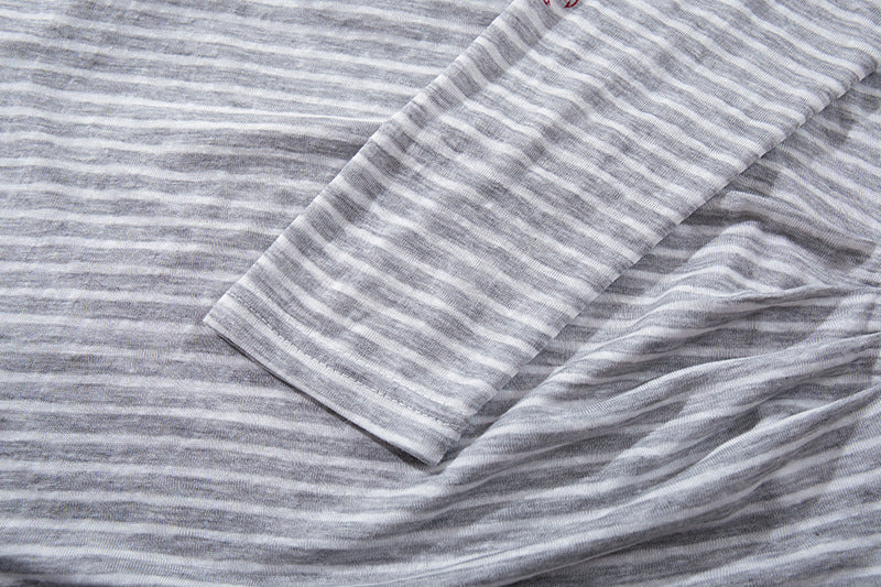 Stripe Graffiti Off Shoulder Long Sleeve Tee | Tajstylo