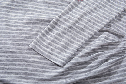 Stripe Graffiti Off Shoulder Long Sleeve Tee | Tajstylo