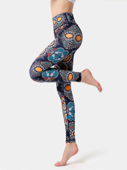 Woman wearing Printed High Waist Active Leggings in an active setting