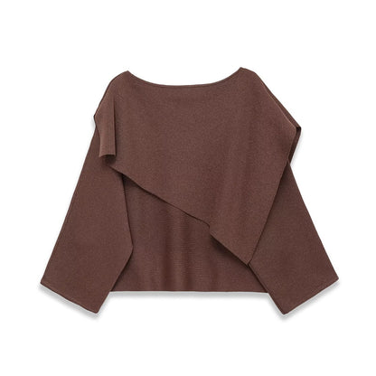 Loose Metallic Thread Knitted Cape Pullover | Tajstylo