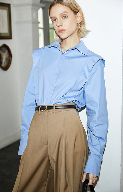 Elegant Long Sleeve Lapel Blouse | Tajstylo