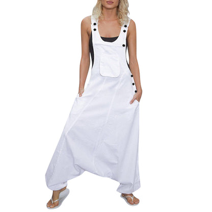 Wide Leg Harem Jumpsuit with Pockets | Tajstylo