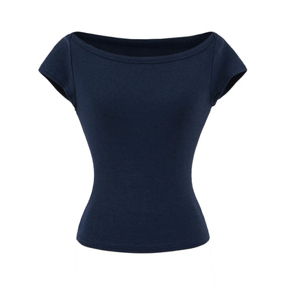 Woman wearing Elegant Short Sleeve Top in a stylish setting