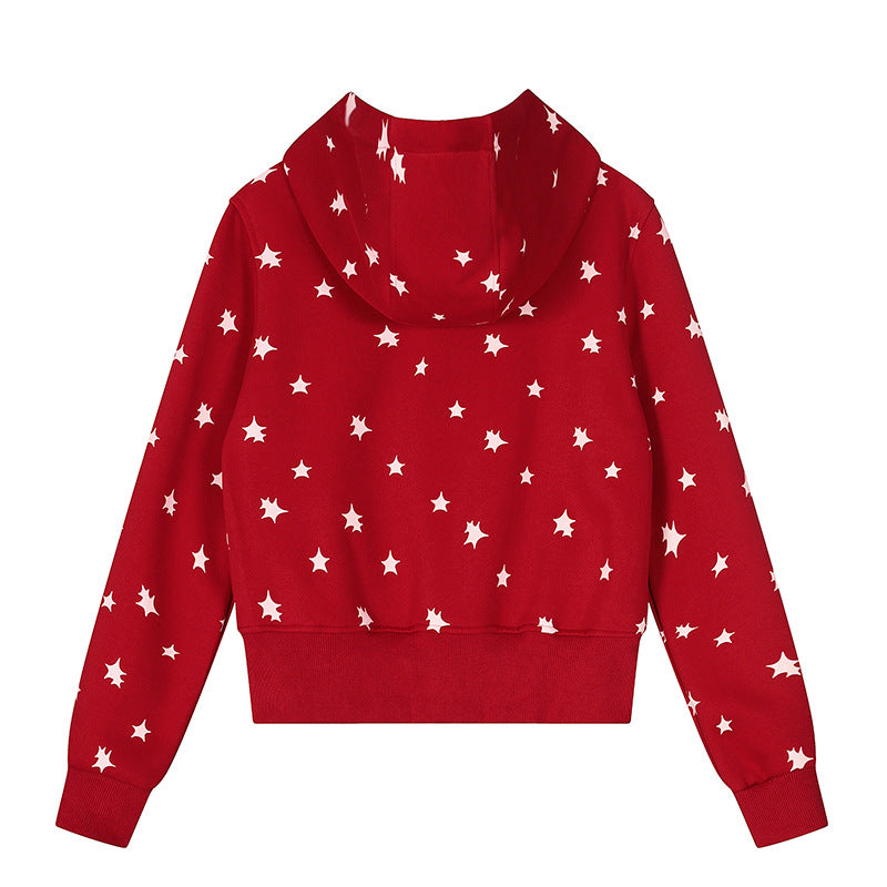 Star Print Hoodie Jacket | Tajstylo