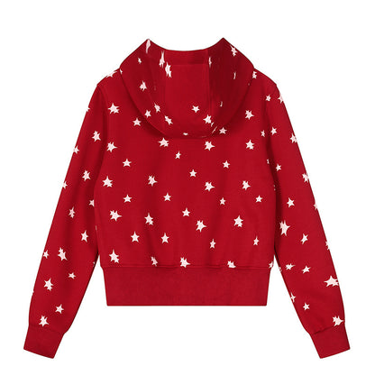 Star Print Hoodie Jacket | Tajstylo