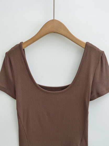 U-Neck Short Sleeve Top | Tajstylo