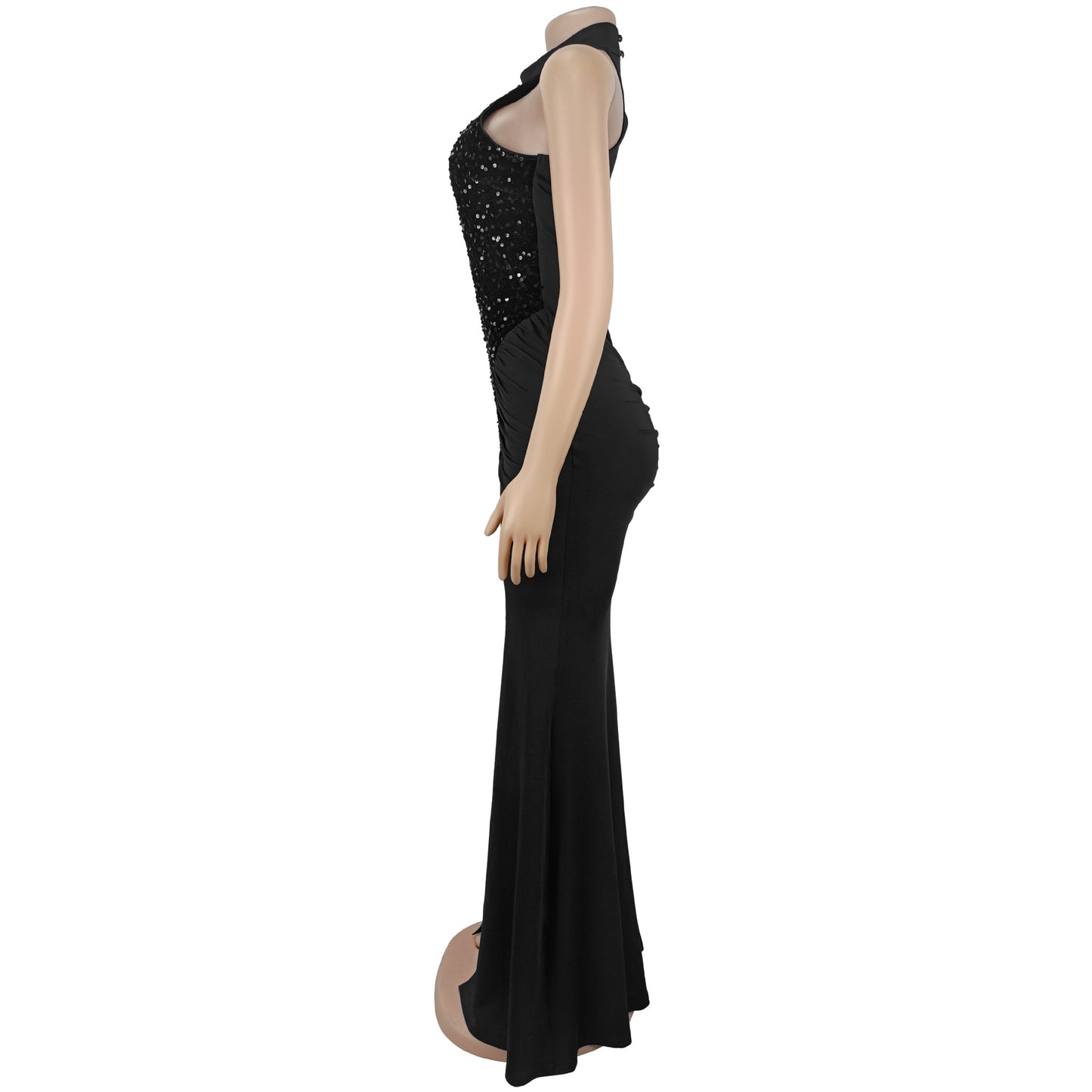 Fitted Sequin Velvet Split Dress | Tajstylo