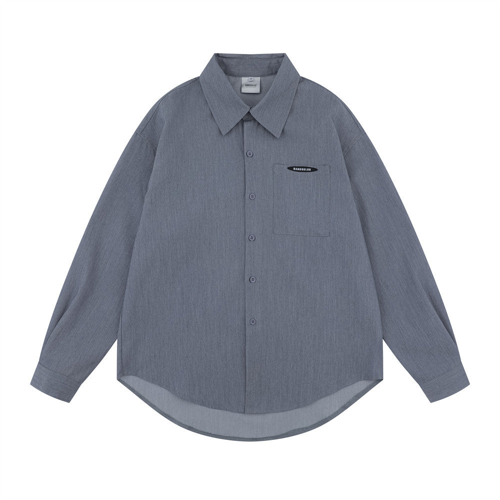 Loose Fit Cotton Blend Flip Collar Shirt | Tajstylo