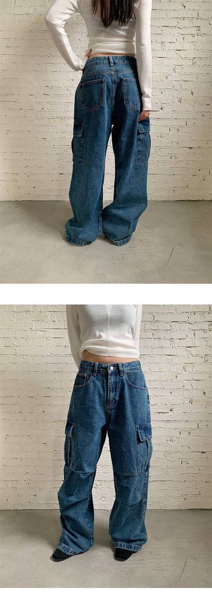 Street Style Cargo Denim Pants | Tajstylo
