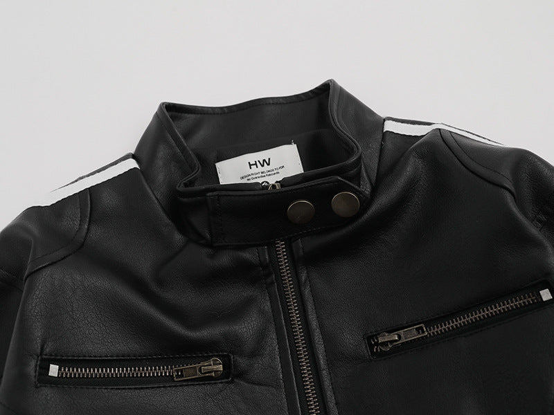 Striped Leather Jacket | Tajstylo