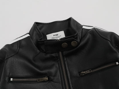 Striped Leather Jacket | Tajstylo