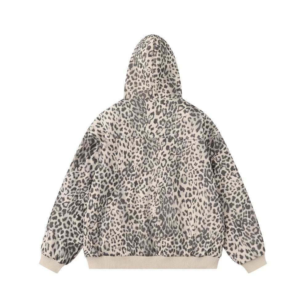 Leopard Print Hooded Cotton Jacket | Tajstylo