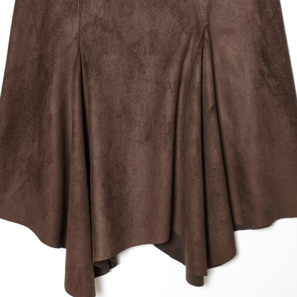 Asymmetric Suede Effect MIDI Skirt | Tajstylo