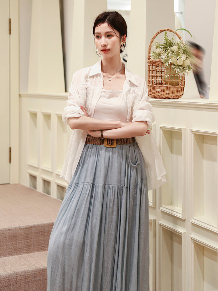 Belt Double Pocket Skirt | Tajstylo