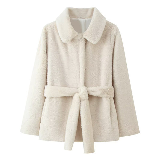 Waistband Faux Fur Effect Coat | Tajstylo