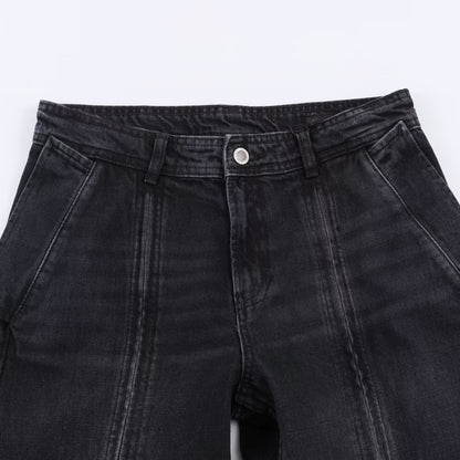 Mid Waist Wide Leg Zipper Jeans | Tajstylo
