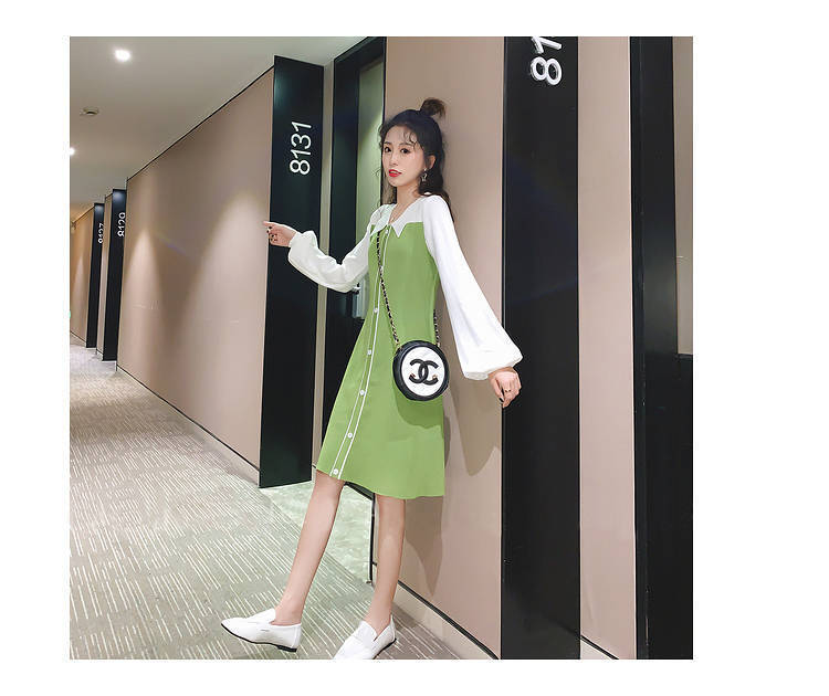 Avocado Green Long Sleeve Polo Dress | Tajstylo