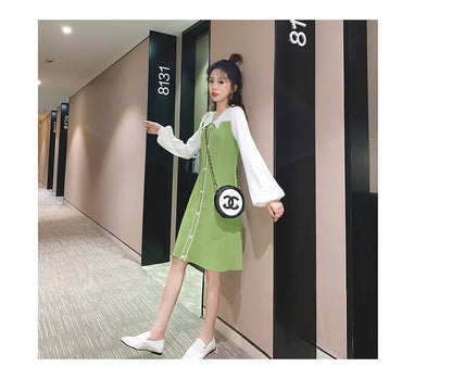 Avocado Green Long Sleeve Polo Dress | Tajstylo