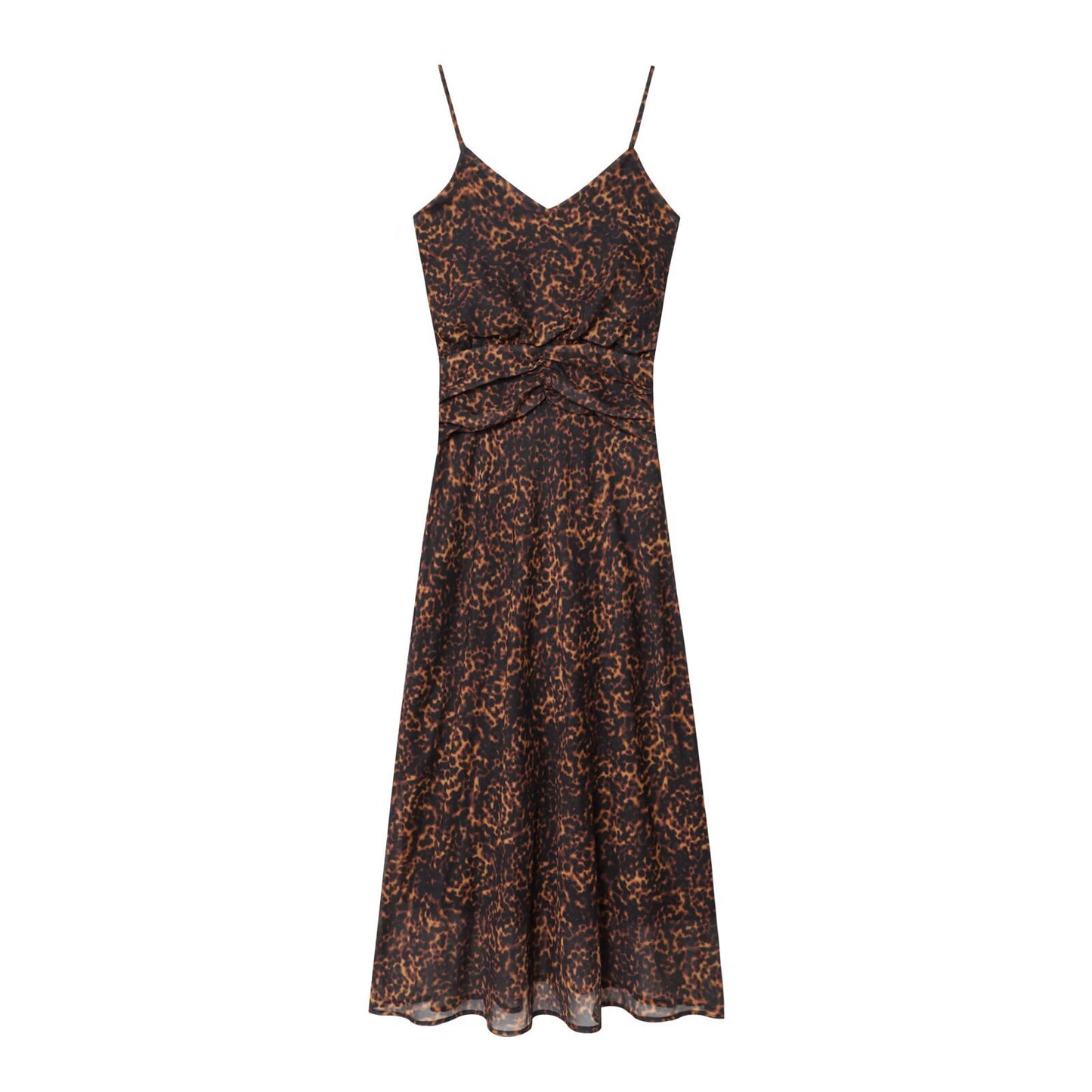 Woman wearing Animal Print Midi Dress in a casual setting
