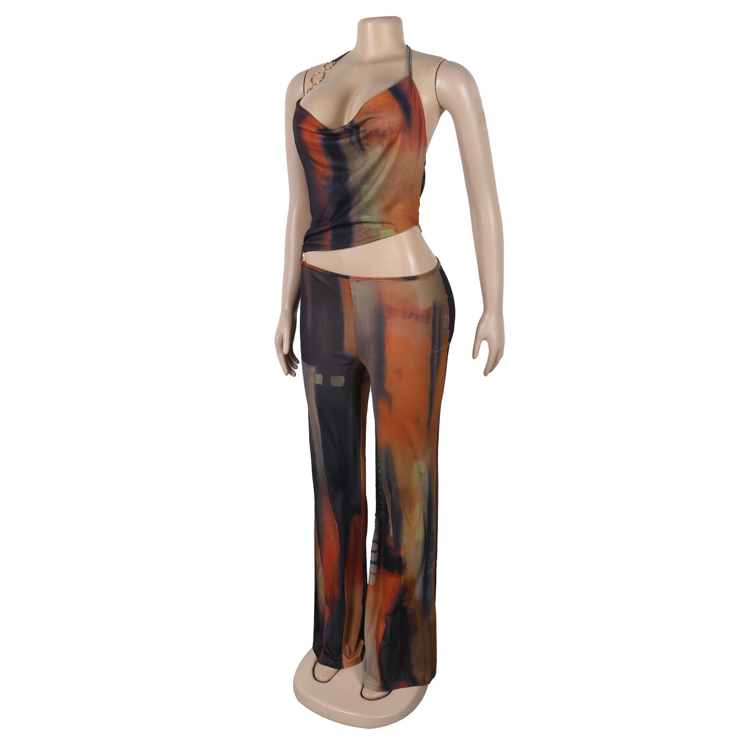 Flattering Mesh Printed Jumpsuit | Tajstylo