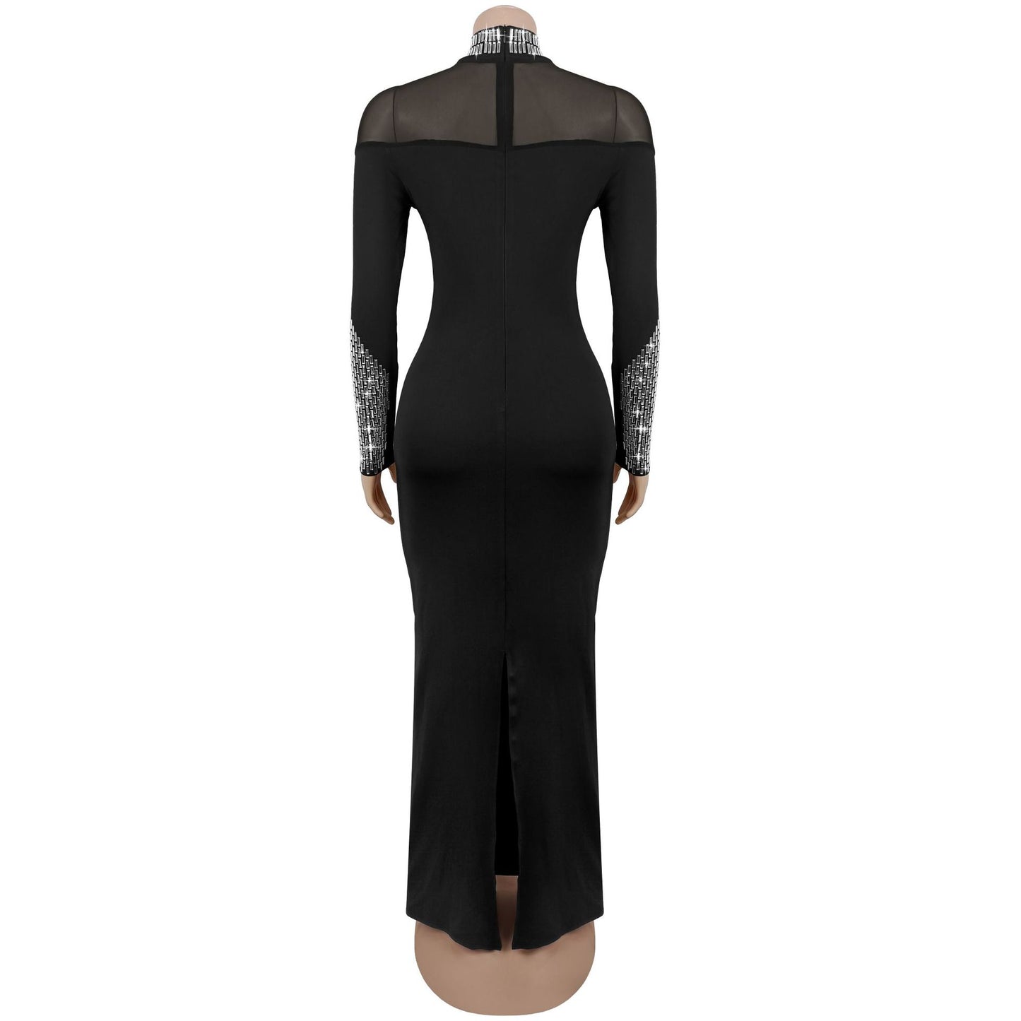 Elegant High Neck Long Sleeve Fitted Dress | Tajstylo