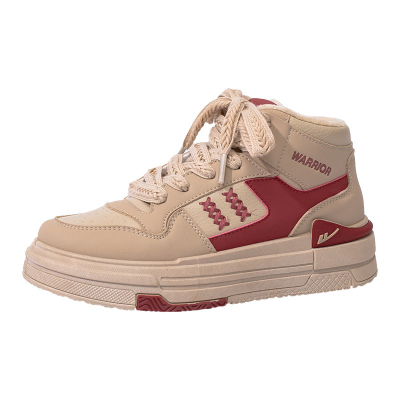 Women's Colour Block High-Cut Thick Sole Lace-Up Casual Sneaker Shoes – Detail View | TajStylo
