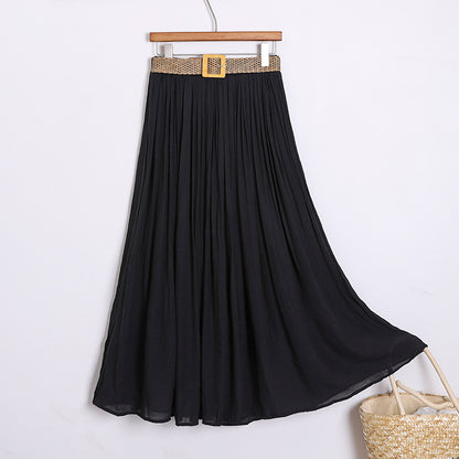 Solid Color A-Line Skirt | Tajstylo