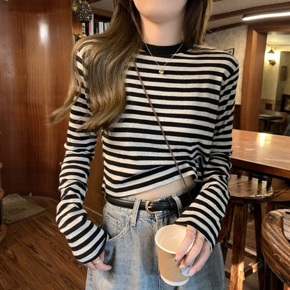 Stripe Long Sleeve Crop Top | Tajstylo