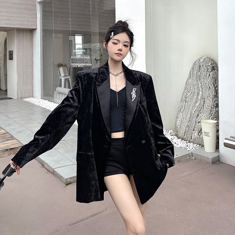Black Velvet Suit for Women | Tajstylo