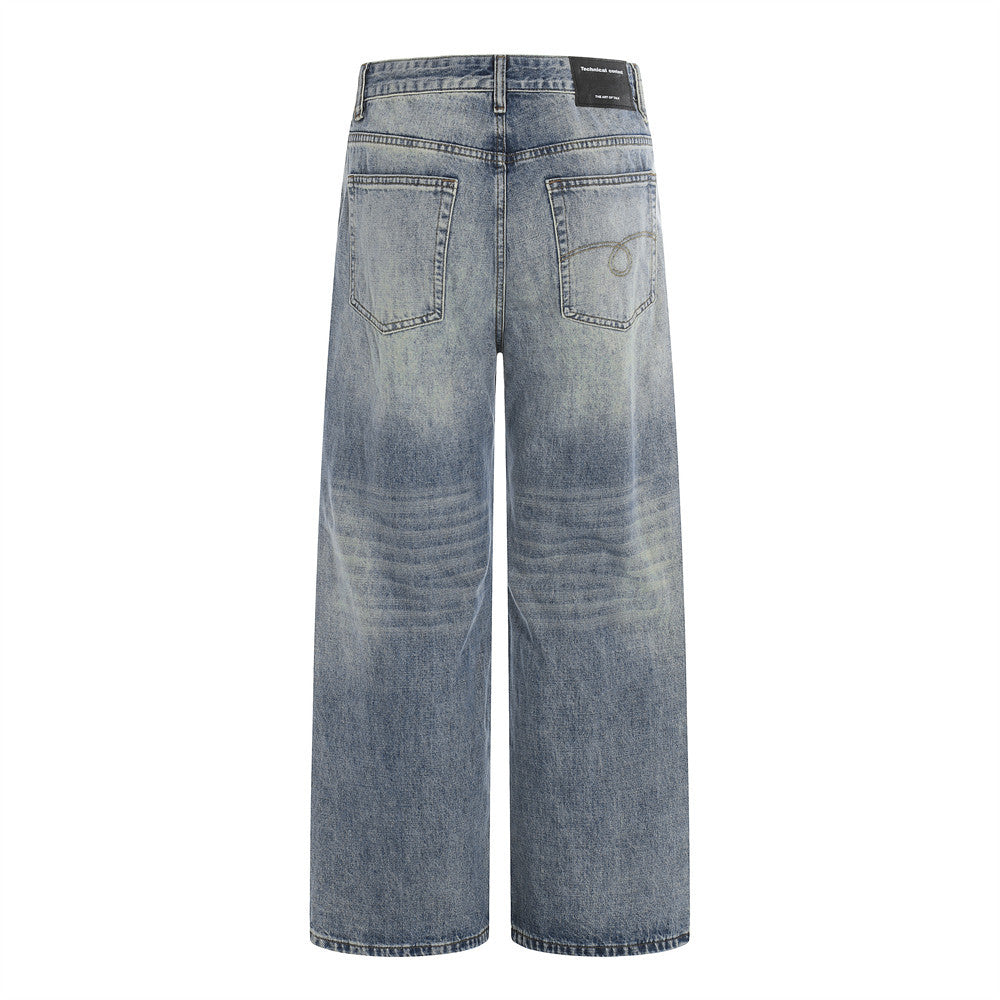 Washed Blue Denim Wide Leg Pants | Tajstylo