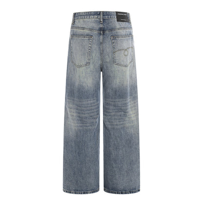 Washed Blue Denim Wide Leg Pants | Tajstylo