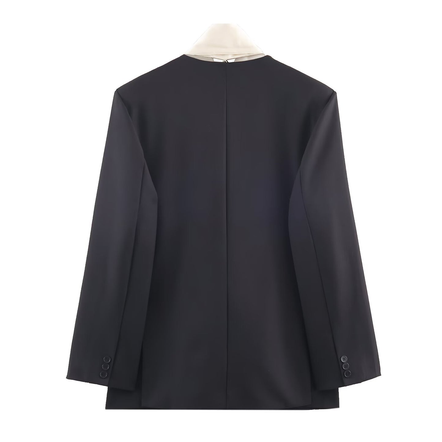Color Blocking Scarf Bow Collar Suit Jacket | Tajstylo