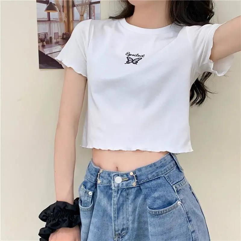 Butterfly Embroidered Crop Top | Tajstylo