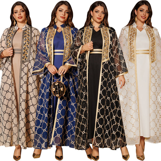 Embroidered Open Front Vest Dress | Tajstylo