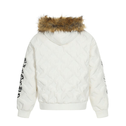 Letter Print Down Puffer Jacket | Tajstylo