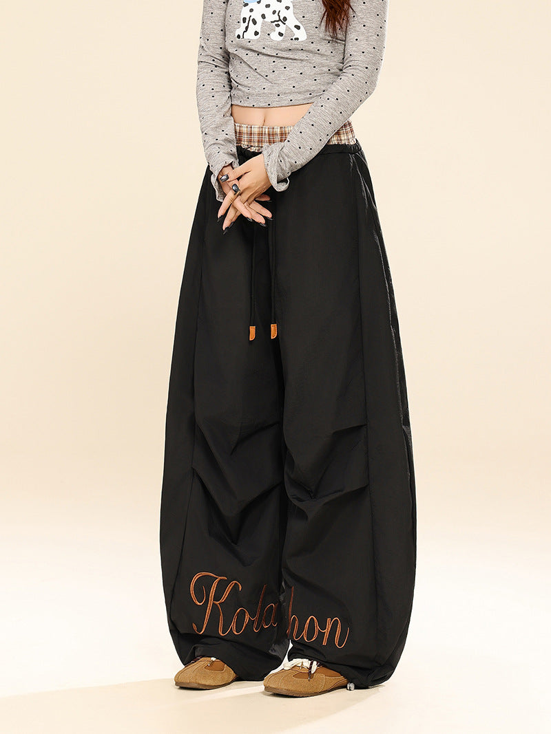 Plaid Patchwork Wide Leg Pants | Tajstylo