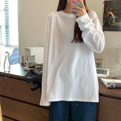 Women's Long Sleeve Loose Fit Basic Tee Top | Tajstylo