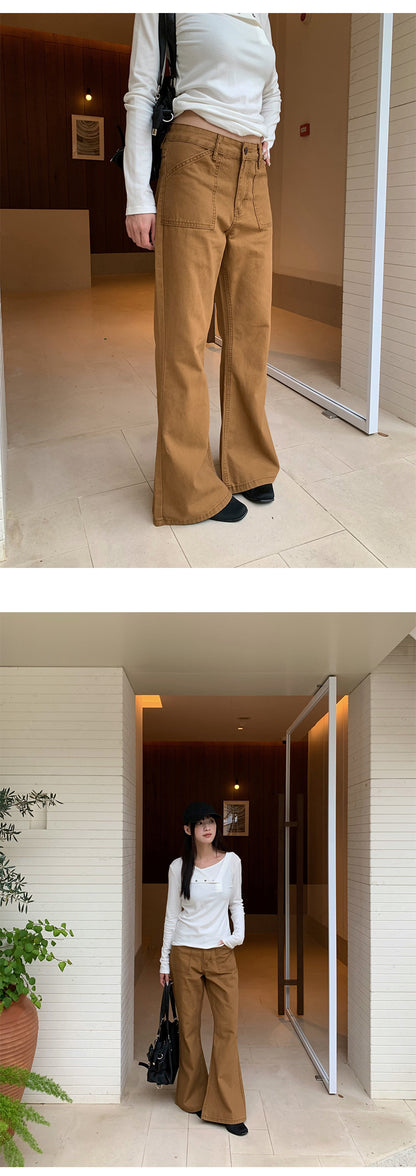 Distressed Flared Jeans with Pockets | Tajstylo