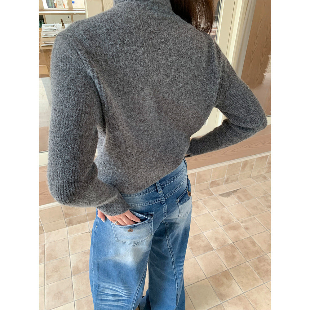 Woman wearing Wide Leg Flare Jeans in a casual outdoor setting