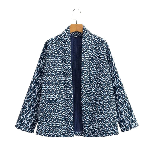 Woman wearing Quilted Coat for Women in a casual outdoor setting
