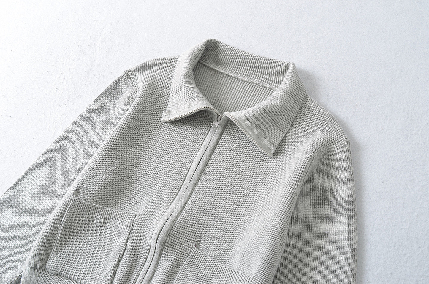 Zipper Lapel Long Sleeve Pocket Top | Tajstylo
