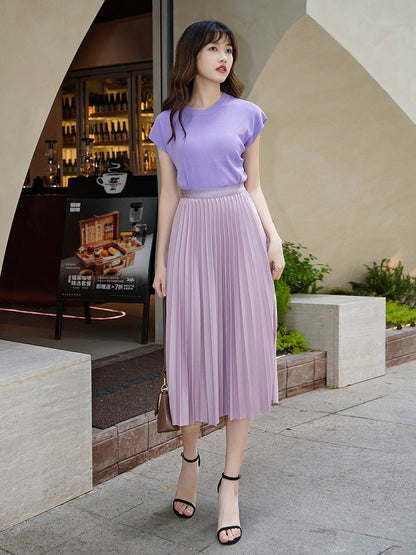 Solid Pleated Skirt for Women | Tajstylo